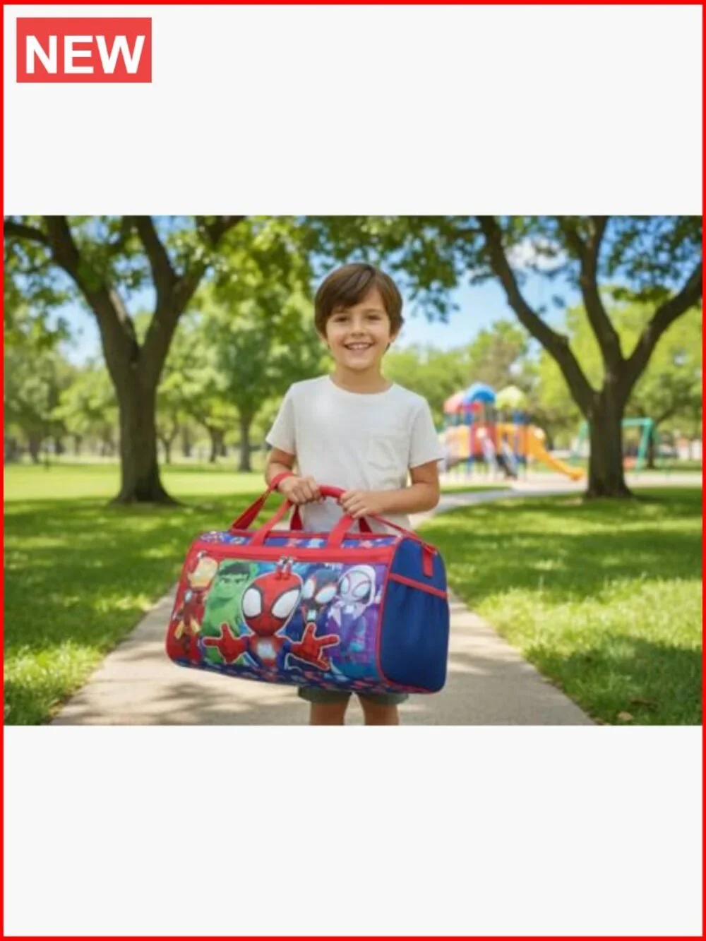 Kids Duffle Bag with Zipper Pocket, Mesh Sides & Strap - Travel & Sports